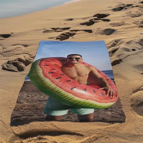 Print Maniacs Personalised Photo Beach Towel Custom Picture Towel Microfibre Large Quick Dry Lightweight Travel Towel Holiday Pool Gym Spa Gift for Family — view 5
