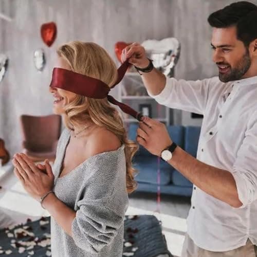 Blindfold, 2PCS Blind Folds for Adult Play,Soft Comfortable Blindfold for Couples,Silk Satin Eye Mask for Sleeping Games Silk Covers Sleep Mask Valentine Gift, for Home Play Travel Use - 130cm — view 3