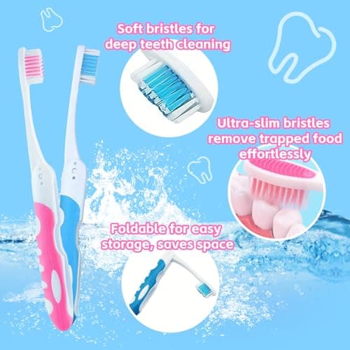 SDKZBFC 2 Pack Foldable Travel Toothbrushes, Reusable with Soft Bristles — view 3