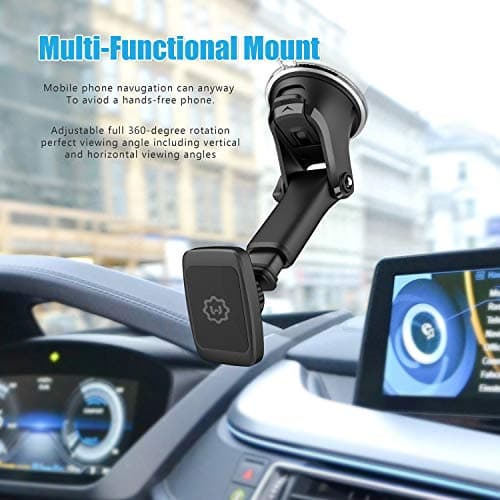 WixGear Magnetic Phone Car Mount, Universal Magnetic Car Mount Holder, Windshield Mount and Dashboard Mount Holder for Cell Phones and Tablets with Long Arm – (New Telescopic Arm) — view 2