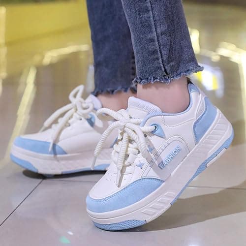 Surwin Roller Skates, Roller Skates for Girls Boys, 2 in 1 Kids Rollerskates, Detachable Walkable Teenagers Retractable Roller Shoes, Shoes with Wheels 4, for Outdoor Sports Walking (Blue,2) — view 3