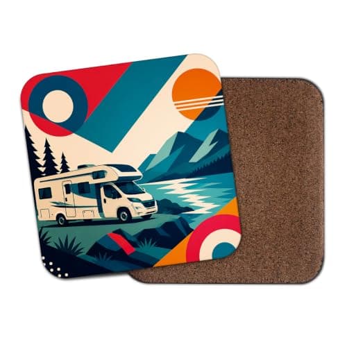 1 x Motorhome Coaster - Abstract Campervan Road Trip Travel Gift #73347