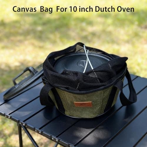 Campingmoon 10 In Dutch Oven Bag, Heavy Duty Canvas Camping Storage Bag with Drawstring, Portable Cookware Organizer for Cast Iron Pot, Anti-Scratch Protection for Camping Picnic — view 2