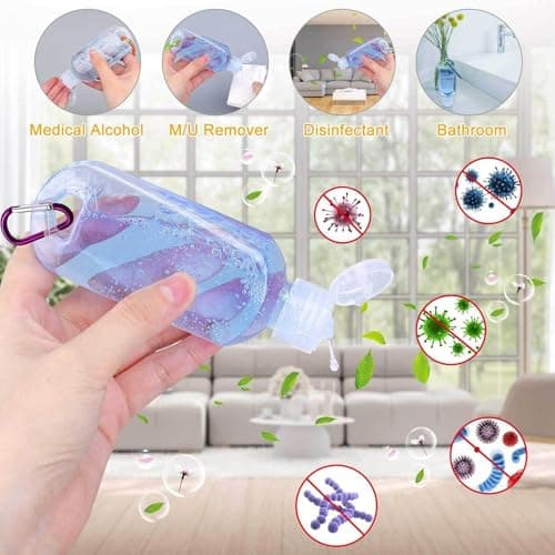 10 Pcs Hand Sanitiser with Clip Set, Hand Sanitiser Mini, Travel Hand Sanitiser, Easy to Carry Reusable 30ml Refillable Travel Bottle Disinfectant Alcohol — view 4