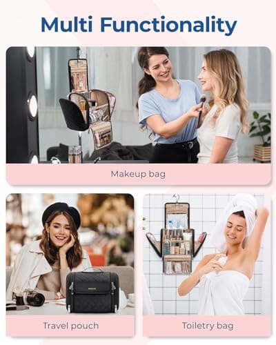 bagsmart Hanging Toiletry Bag for Womens, Large Makeup Bag Travel Wash Bag — view 4