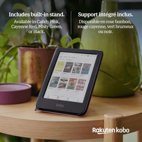 Kobo Clara Colour/BW SleepCover Case, Candy Pink, Vegan Leather — view 5