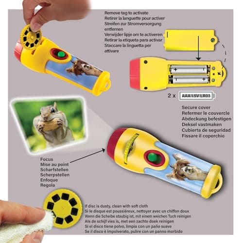Brainstorm TOYS Stem Funny Animals Torch and Projector – 24 Adorable Animal Images, Projects Clear Pictures up to 1 Metre Wide, Interactive Educational Kids Flashlight Toy — view 4