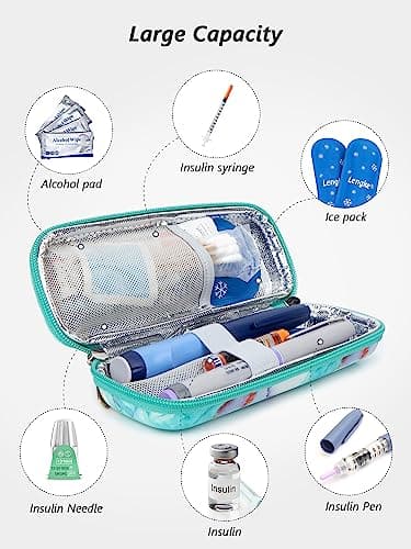 SUNMON Insulin Cooler Travel Case with 2 Ice Packs, Insulated Medication Organiser for GLP-1 & Insulin Pens, Hard EVA Shockproof & Waterproof Carrying Case (4-6H Cooling, Green) — view 5