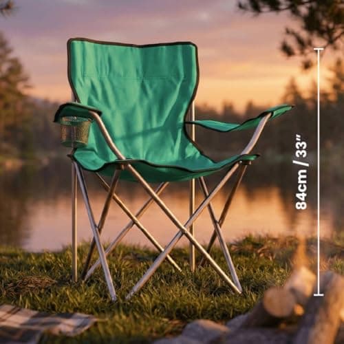 I LOVE FANCY DRESS Green Folding Camping Chairs with Cup Holder - Pack of 2 - Lightweight Outdoor Chairs with Carry Bag for Fishing, Festivals, Camping Trips, Picnics & Summer Activities — view 3