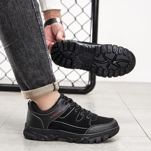 Mens Travel Trainers Mens Outdoor Hiking Shoes Low Top Trekking Shoes Breathable Trails Trainers Non-Slip Outdoor Sneakers Camping Trainer for Stability & Grip Backpacking Climbing Sneaker Black — view 2