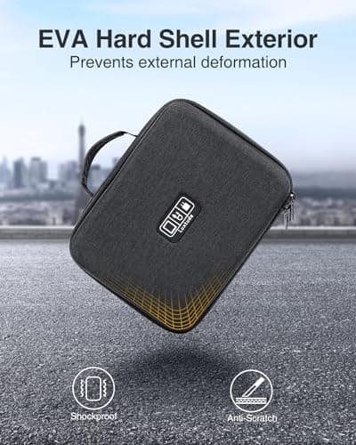 Luxtude Large Electronics Organiser, Hard Tech Organiser, Shockproof Travel Bag With Shoulder Strap, Fits for Tablet (up to 11'')/Charger — view 2