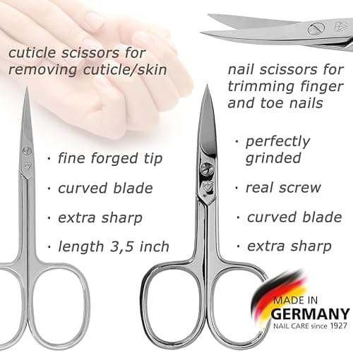 3 Swords Germany - brand quality 8 piece manicure pedicure grooming kit set for professional finger & toe nail care scissors clipper fashion leather case in gift box, Made by 3 Swords (6615) — view 2