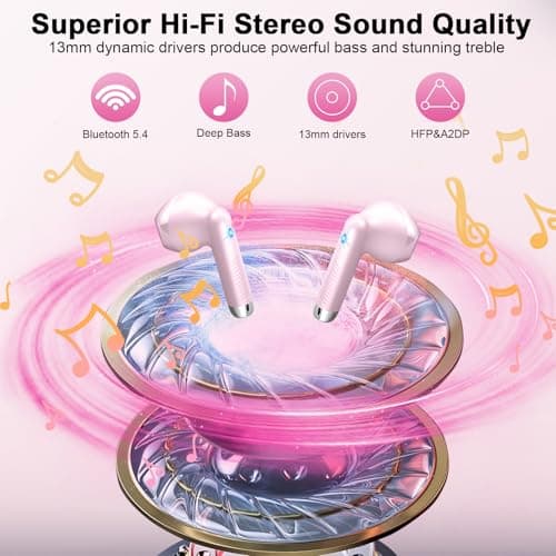 Drsaec Wireless Earbuds, 2026 NEW Wireless Headphones with 4 ENC Mic Pink — view 3