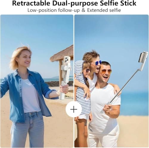yAyusi Extendable Mini Selfie Stick for iPhone, Pocket Size Portable Selfie Stick with Remote, Compact Phone Selfie Sticks with Phone Holder for Content Creation/Vlog/Video Record/Live Stream (White) — view 3
