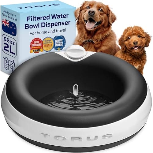 Torus Pet Portable Cordless Water Dispenser | 2-Liter | Fresh Filtered Water | Healthy & Hygienic Pet Water Dispeners | for Larger Dogs and Multi-Pet Homes - Charcoal