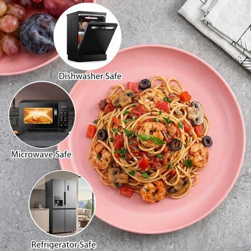 GREENSAPPIRE 18Pcs Plates and Bowls Set Camping Plates Unbreakable Dinner Set for 6 -Platess and Bowls Set for Home Picnic Lightweight Microwave Dishwasher(Pink) — view 3