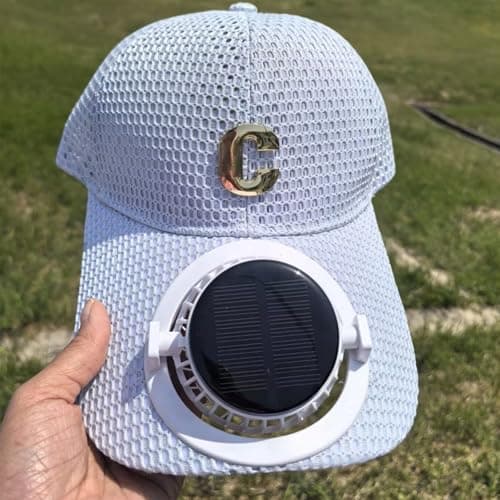 Sun Protection Cap with Solar Fan, Breathable Mesh Brim for Outdoor Couples,Solar-Powered Fan | Breathable mesh | Extended Brim | Sunscreen Shade for Summer Hiking & Travel Grey — view 2