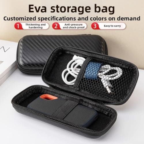 Kivivaka Portable Hard Drive Case Shockproof EVA Shell - Tech Pouch for Cables and Earphones - Travel Accessories Organizer 15x7x3cm — view 2