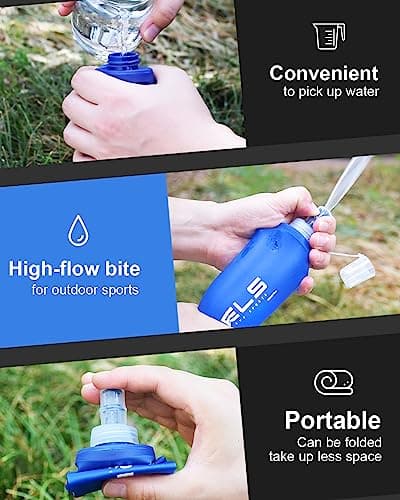 WRELS Folding Soft Flask Portable Collapsible Running Lightweight Water Bottle 150ml Energy Gel Flask for Marathon Hiking Trail Travel(150ml-2 Packs) — view 5