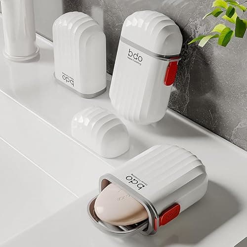 Travel Soap Case Soap Box with Lid Portable Waterproof and Leakproof Shower Including Convenient Handle, Soap Dish for Travel, Bathroom, Camp, Outdoor(White) — view 2