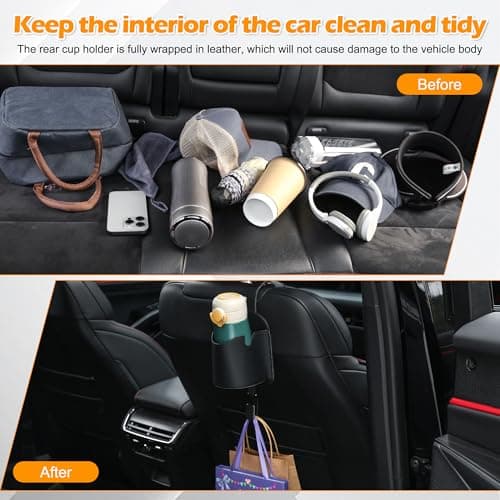 Qirc Car Seat Back Cup Holder, PU Leather Storage Organizer with Hook — view 2