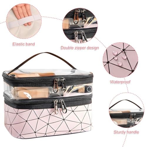 Large Capacity Travel Cosmetic Bag, Double Layer Makeup Bag — view 3