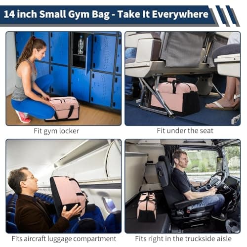 LONALIA 14L Small Gym Bag, Wet Pocket, 14 inch, Nude Pink — view 3