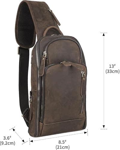 Vinlea Genuine Full-Grain Leather Crossbody Bag for Men Women — view 2