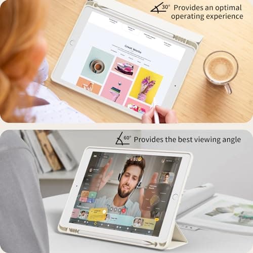 KVTVOU Case for iPad 9th/8th/7th Gen 2021/2020/2019, Cream White — view 5