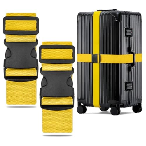 WISYOK Luggage Straps Extended, 2 Pack, 130-250cm Adjustable, Yellow