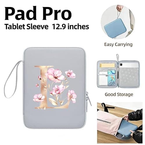 Initail 9-11 Inch Tablet Sleeve Bag for Men & Women,Portable Ipad Carrying Case, Ipad Bag for Daily Work Travel Ipad Accessories for Gift (GR-L) — view 5