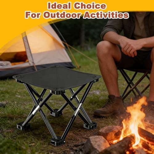 Folding Camping Stool with Carry Bag & Stable Feet, Portable Collapsible Stable Stools 33x33x33cm, Outdoor Foldable Backpack Stool Lightweight Fishing Chairs for Picnics, Travel, Camping, Gardening — view 5