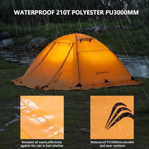 BISINNA 4 Season Tent for Backpacking Winter Tents 2 Person Lightweight Cold Weather Tents Waterproof Double Layer All Season Tent Aluminum Alloy Poles Easy Set Up for Camping, Hiking, Outdoor — view 4