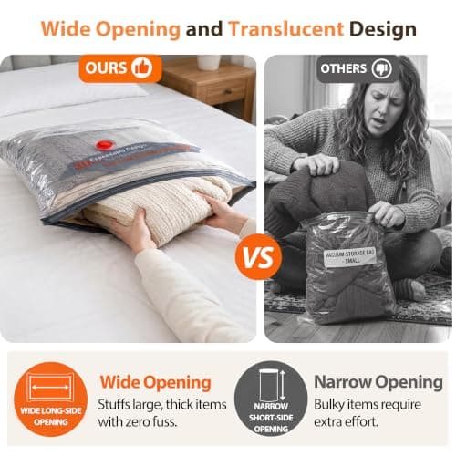 LOPIUYN Vacuum Storage Bags for Travel with Electric Pump, 14 Pack Vacuum Seal Bags for Clothing Bedding Seasonal Storage, Semi-Transparent Space Saver Compression Packing Bags for Suitcase Luggage — view 4