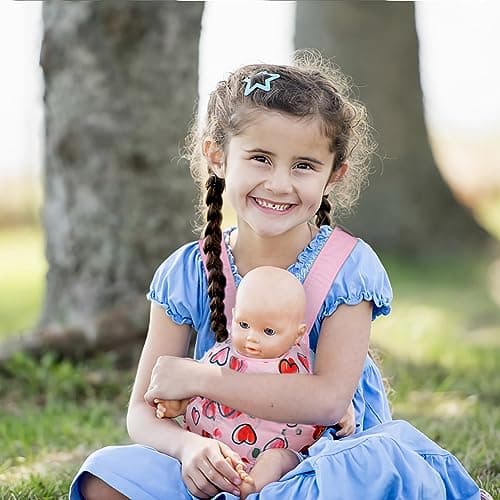Aolso Baby Doll Carrier, Soft Cotton, Front and Back Carrying with Adjustable Straps for Baby, 14" to 18" Dolls Carrier Seat for Baby Born, Doll Accessories for Kids (Pink) — view 5