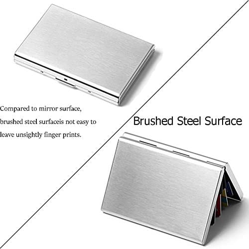 Enyoir Slim RFID Credit Card Protector Wallet, Block Identity Thieves, Stainless Steel Aluminum Metal Holder Case with 6 PVC Slots, Silver — view 4
