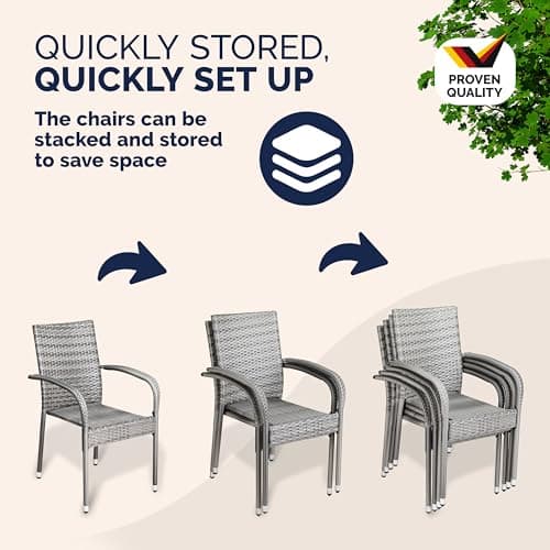 CASARIA® Garden Chairs Set of 4, Stackable Rattan Outdoor Dining Chairs — view 6