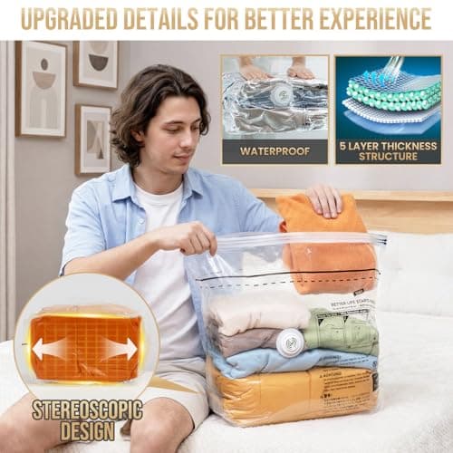 TAILI 6 Pack Cube Vacuum Storage Bags, Medium Size (63x48x27 cm), Clear — view 5