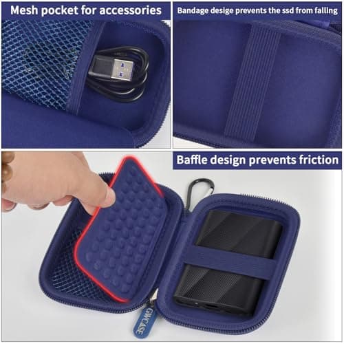 GWCASE for Samsung T9/T7/T7 Shield SSD Case, Anti-Shock, Blue — view 6