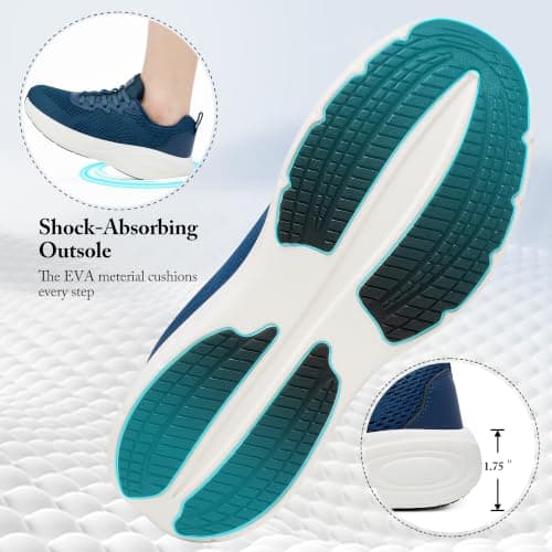Aomigoct Womens Comfortable Walking Shoes: Reduce Foot Burden 40% for Travel Shopping - 8-Hour Walking Comfort for Commuting Women - Lightweight Sneakers, Blue, 5.5 UK — view 6