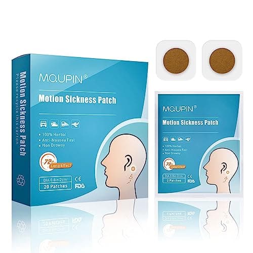 MQUPIN® Motion Sickness Patch Anti-Nausea Relief Vomiting Nausea Dizziness, Sea Sickness Patch 100% Natural Herb Treatment, Fast Acting, Suit for Car, Ships, Airplanes Travel, 20 Count/Box