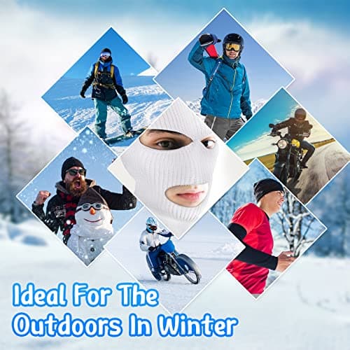 BBTO 1 Pcs 3 Hole Knitted Balaclava, Thermal Winter, White — view 6