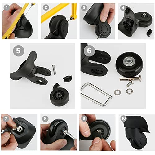 Ashuxxn 4pc Luggage Replacement Wheels - Durable Rubber Mute Casters for Travel Suitcase (60mm x 18mm) — view 6