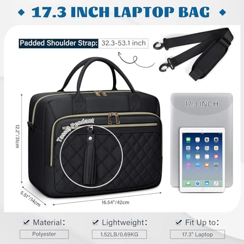 RAINSMORE 17 Inch Laptop Bags for Women Large Laptop Case Messenger Bag — view 2