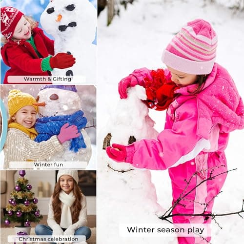 M&A PEAKS Kids Magic Gloves 6/12 Pairs, Boys & Girls Winter Soft Warm Full Finger Cozy Stretch Knit Cold Weather Gloves For School, Cycling, Outdoor Play & Travel Age 4–10, (Pack Of 6 - Assorted) — view 3