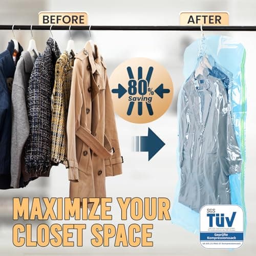 TAILI Hanging Vacuum Storage Bags, Vacuum Storage Bags for Coats, 4 Combo — view 2