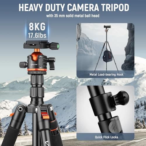 Victiv 78"/ 198cm Camera Tripod with 360° Panoramic Ball Head for Travel — view 6