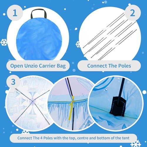 ROIWUIE Princess Play Tent for Girls, Pop Up Ice Castle Tent for Kids, Foldable Blue Play Tent for Indoor Outdoor Use for Toddlers Birthday Gift — view 6