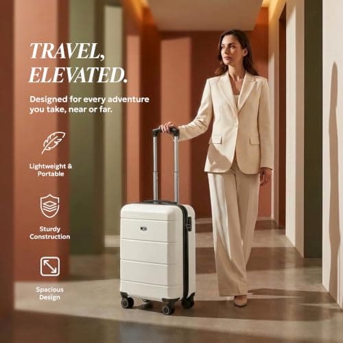 LUGG 20-Inch Jetset Lightweight Cabin Suitcase, ABS Hard Shell, Water-Resistant Carry-On Luggage, TSA-Approved Lock, 4 Spinner Wheels, 3-Step Telescopic Handle, EasyJet Overhead, 55 x 35 x 23 cm — view 2