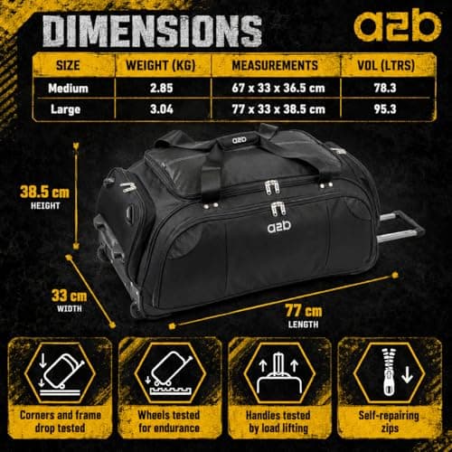 A2B Large 30" Wheeled Holdall Rolling Duffle Bag with Wheels, Red or Black — view 2